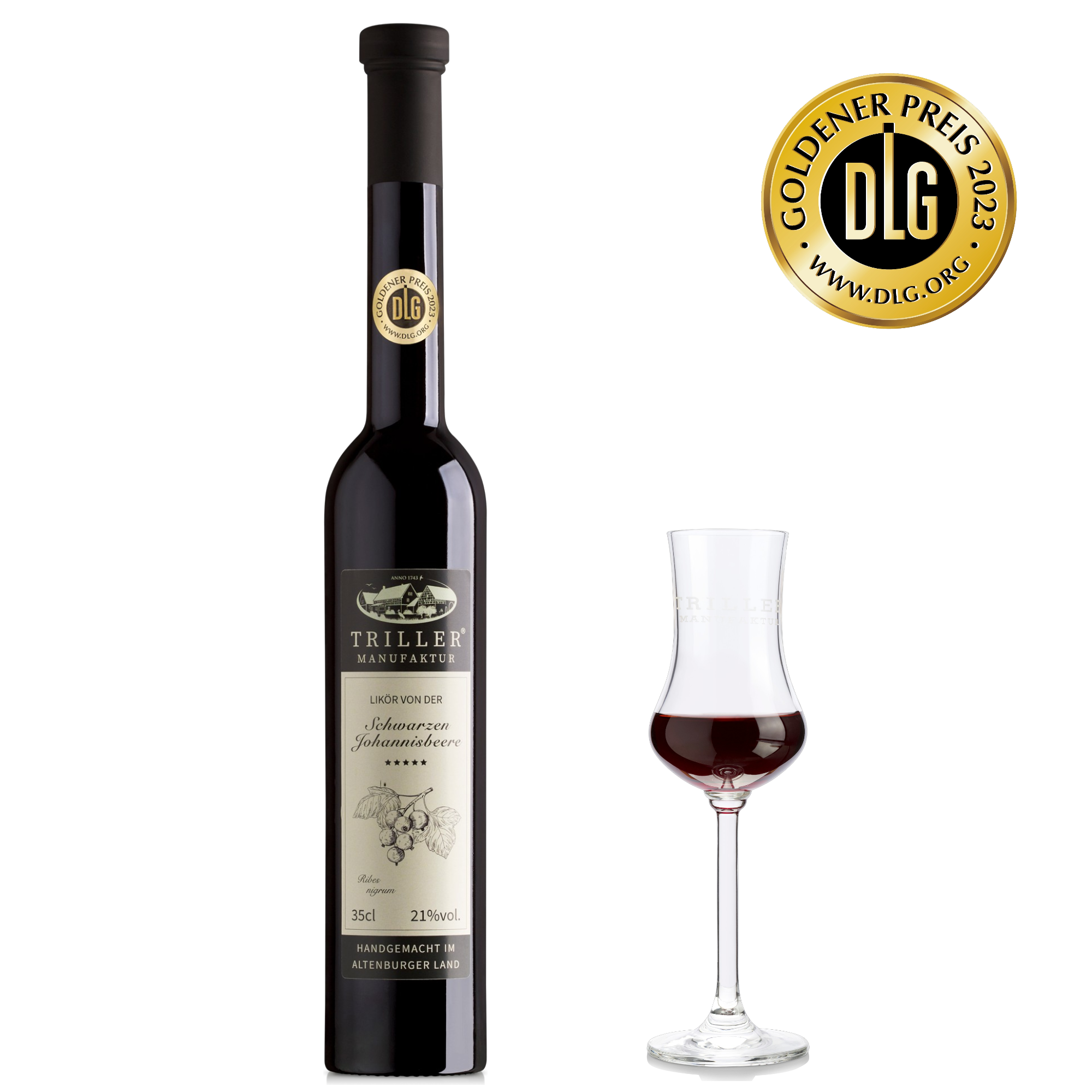 Likör von der Schwarzen Johannisbeere